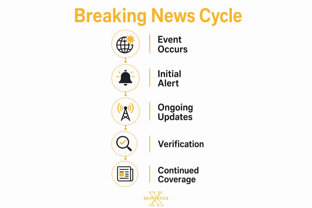 Infographic illustrating stages of breaking news cycle