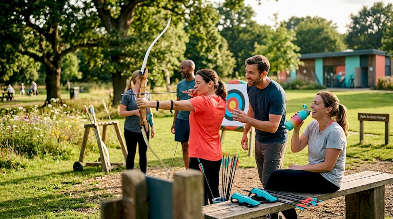 Group during archery practice session