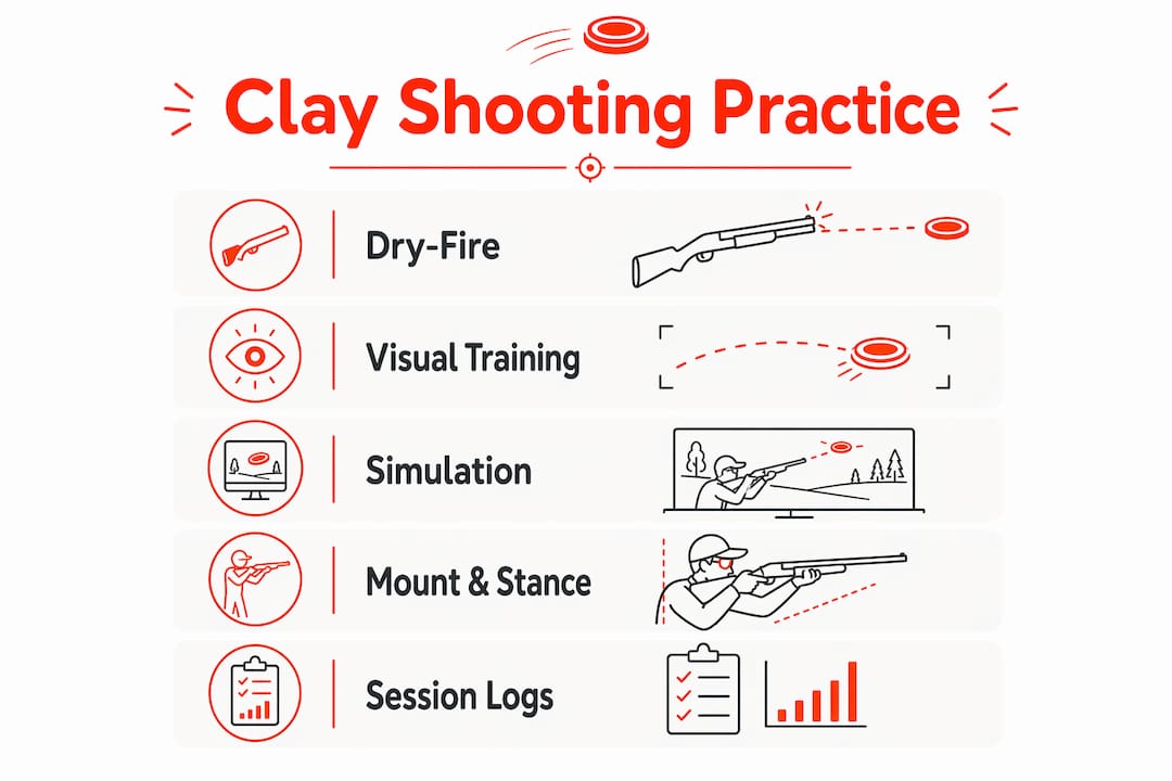 Infographic illustrating clay shooting practice steps