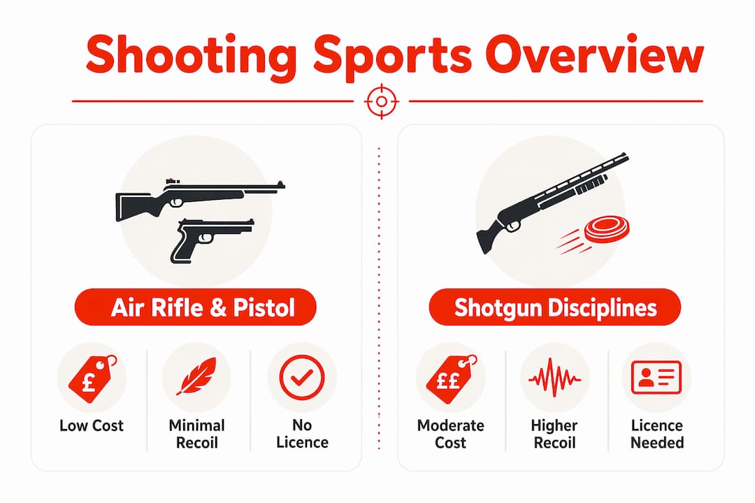 Infographic comparing beginner shooting sports