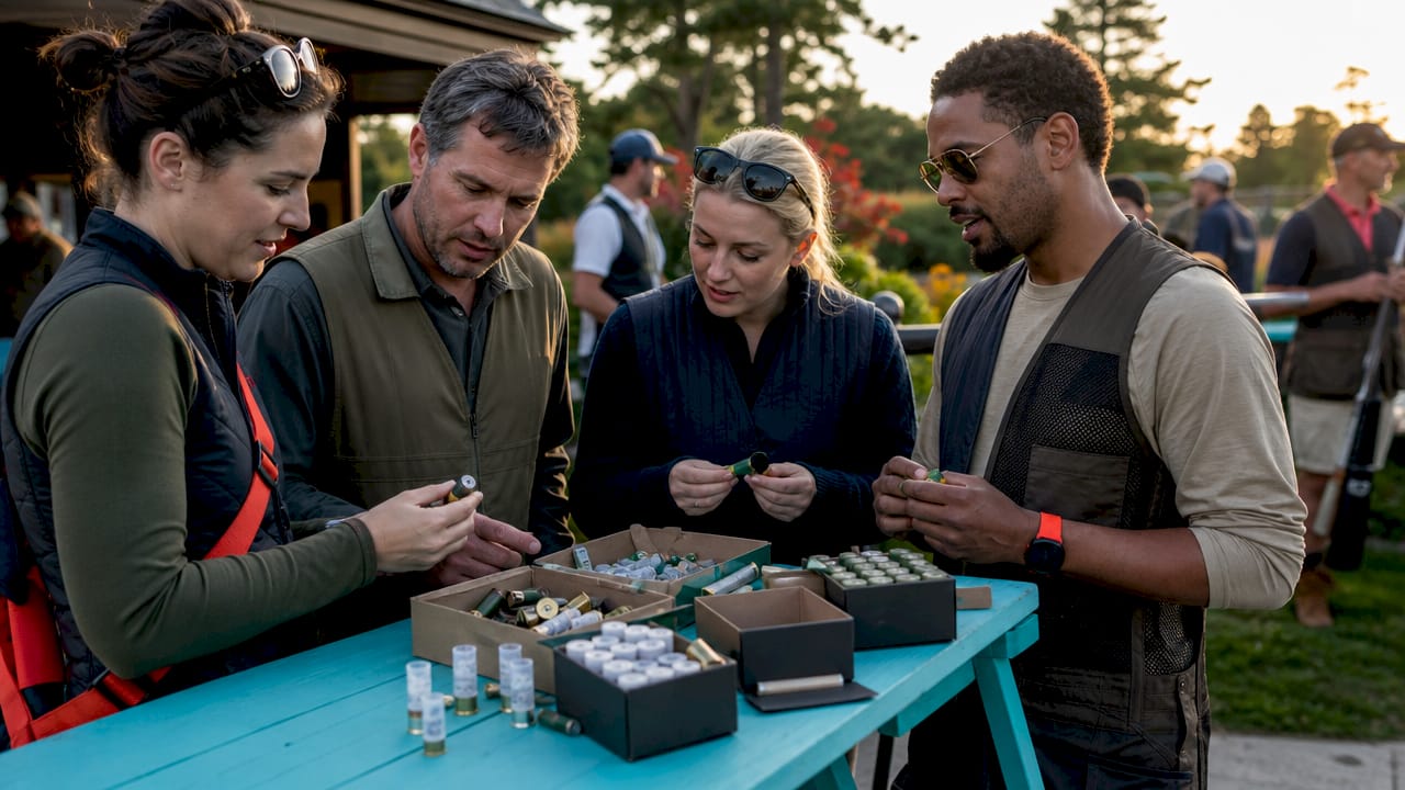 Hands sorting eco-friendly shotgun cartridges