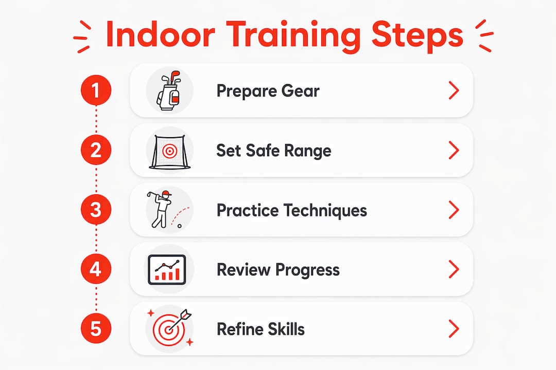 Infographic with step-by-step indoor clay shooting training