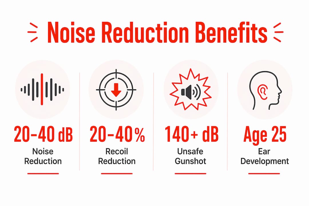 Infographic showing noise reduction impact and hearing facts for children