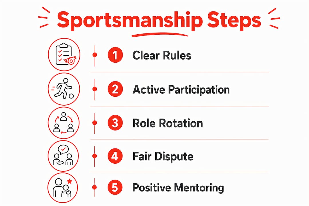 Infographic showing steps to teach sportsmanship