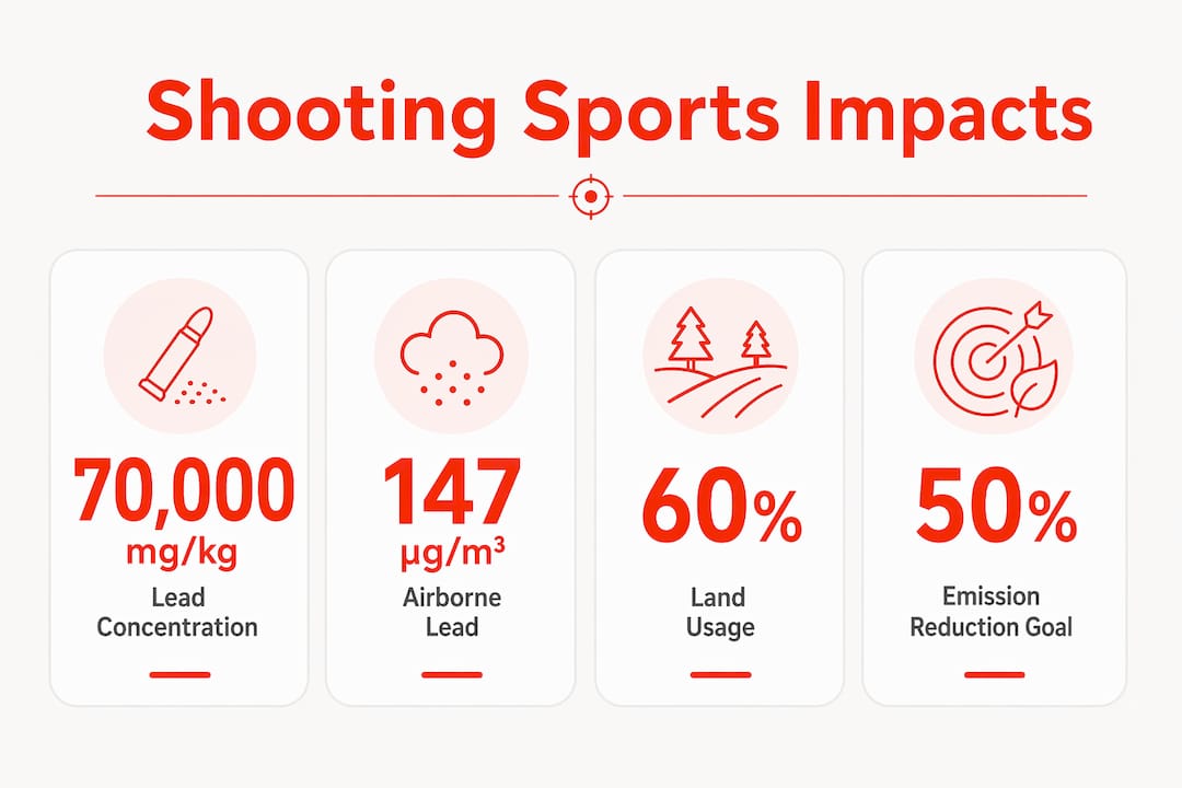 Infographic showing key environmental impact statistics of shooting sports
