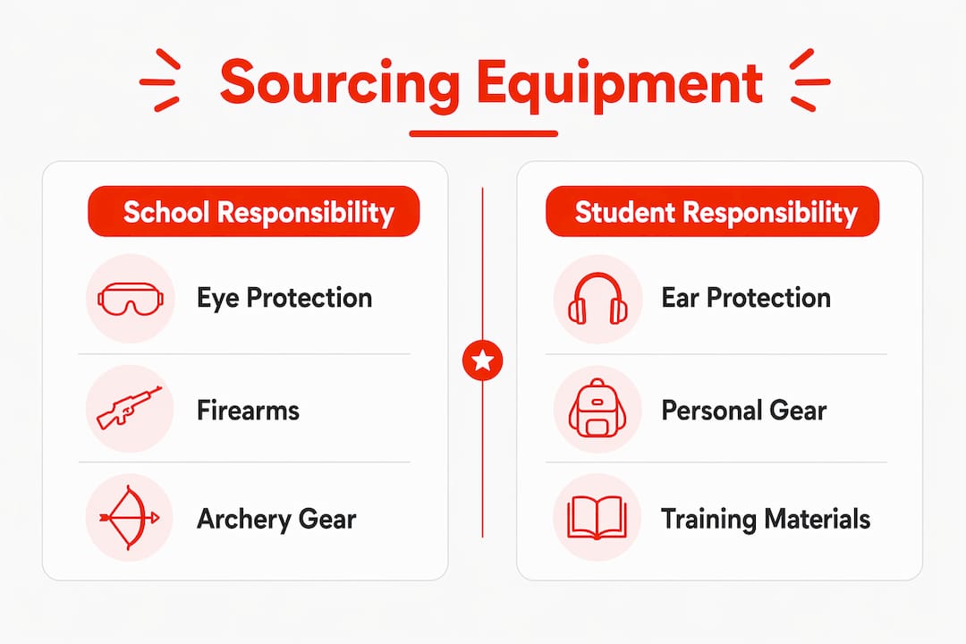 Infographic comparing school versus student equipment responsibilities