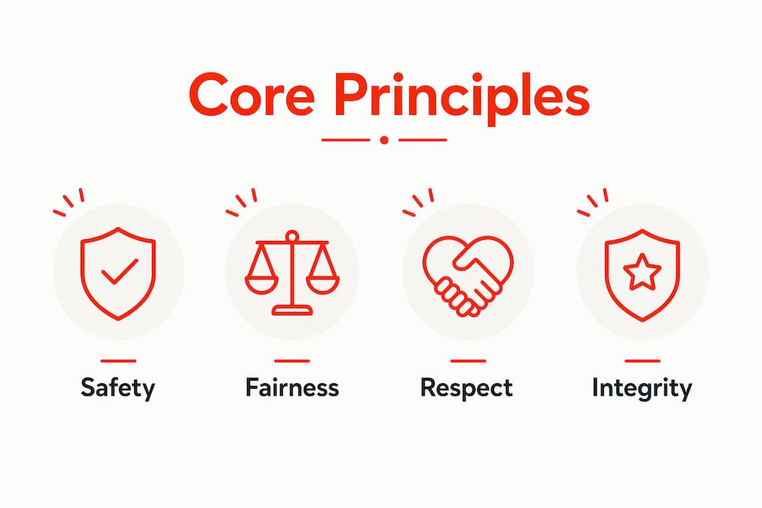Infographic showing core ethical principles in shooting sports