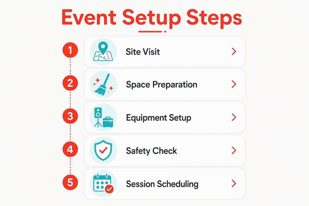 Infographic of laser clay event setup steps