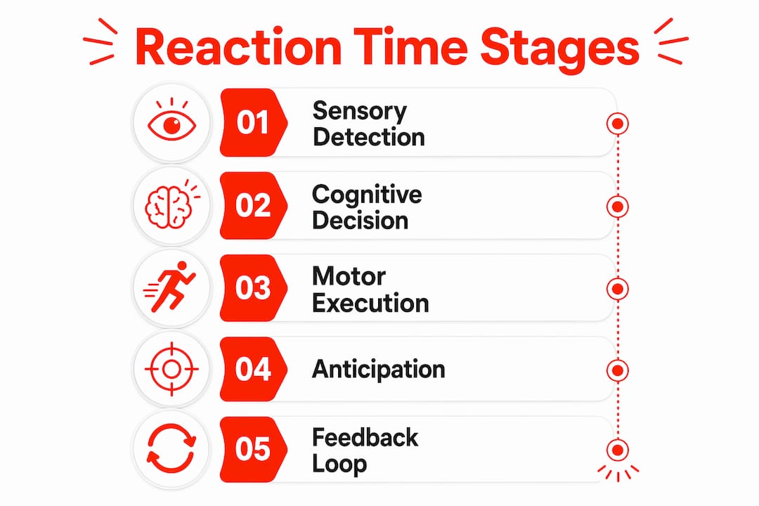 Infographic illustrating reaction time training stages
