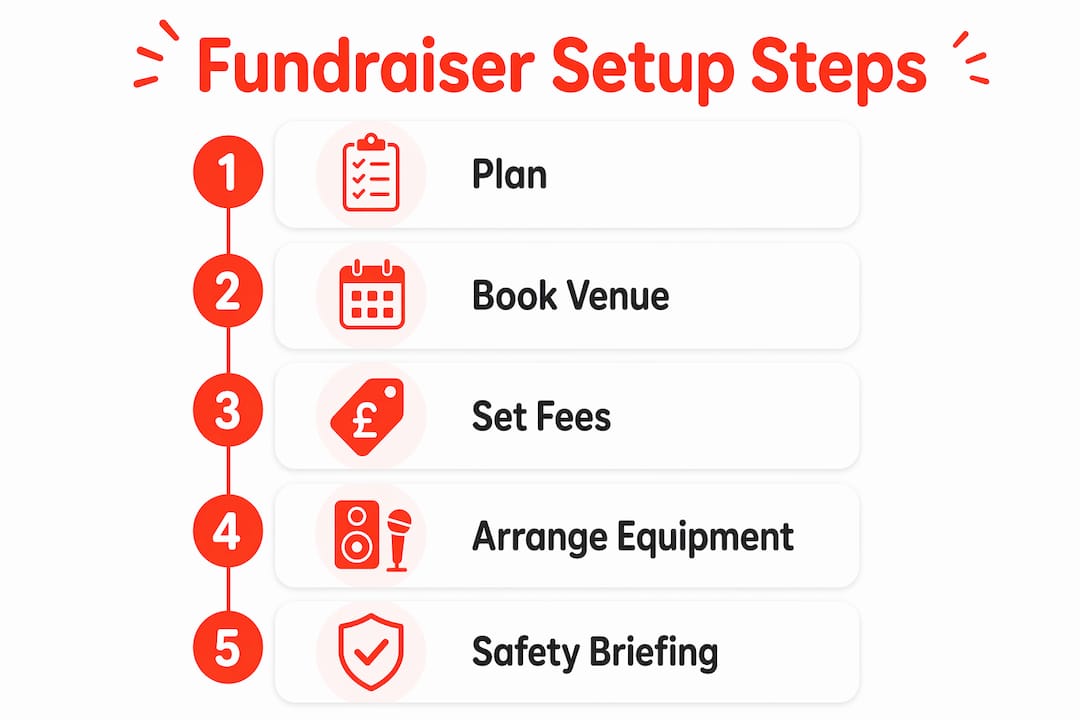 Infographic showing key fundraiser setup steps
