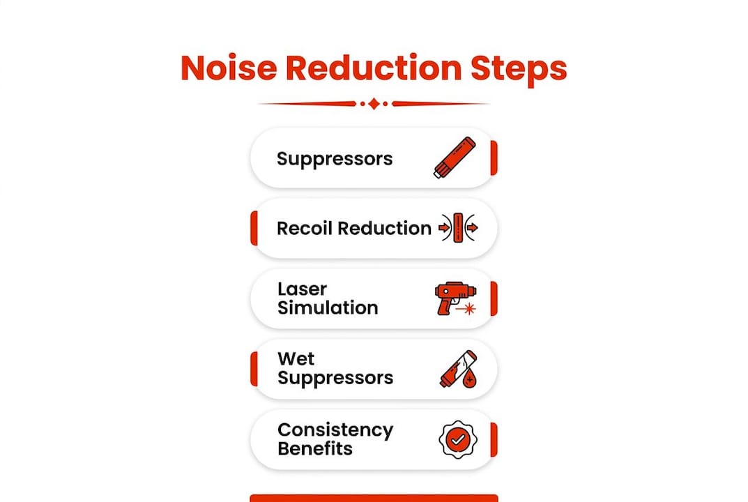 Infographic displaying noise reduction steps in eco shooting