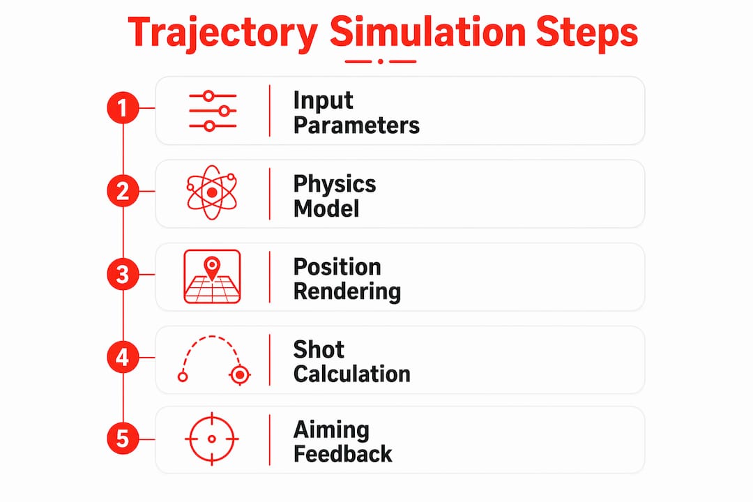 Infographic showing trajectory simulation process steps