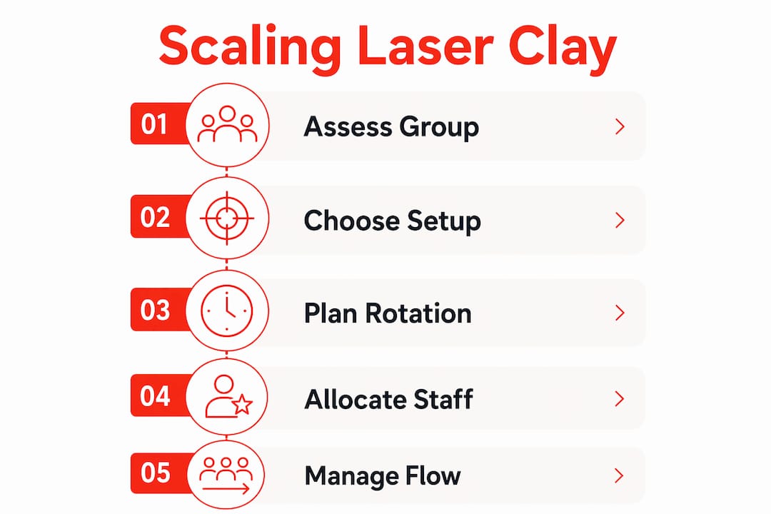 Infographic showing laser clay scaling steps