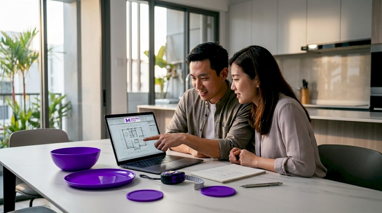 Couple planning furniture in Singapore home