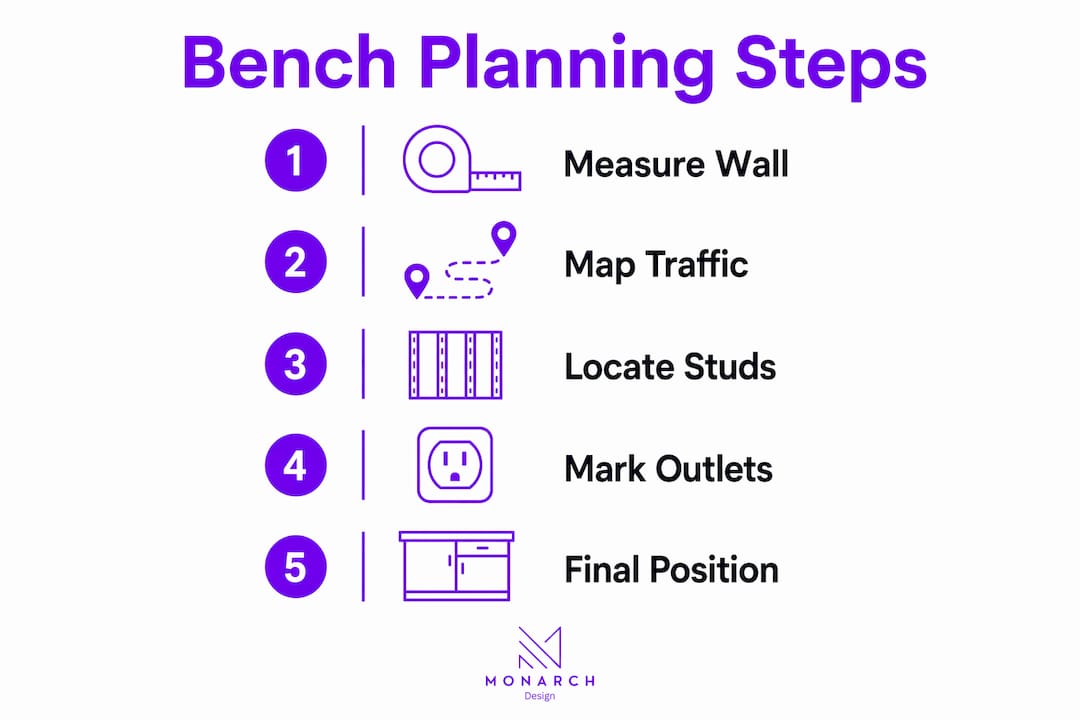 Infographic outlining bench planning steps