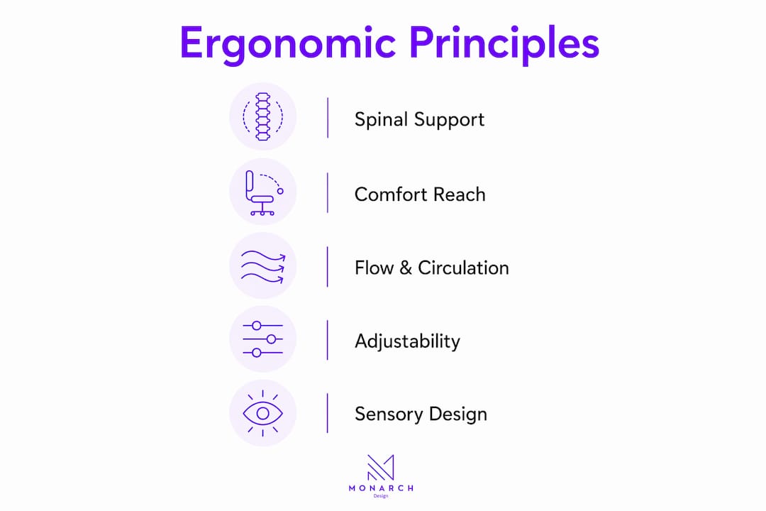 Infographic illustrating ergonomic home design principles