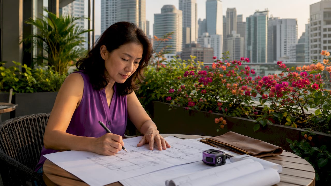 Interior designer planning renovation layout