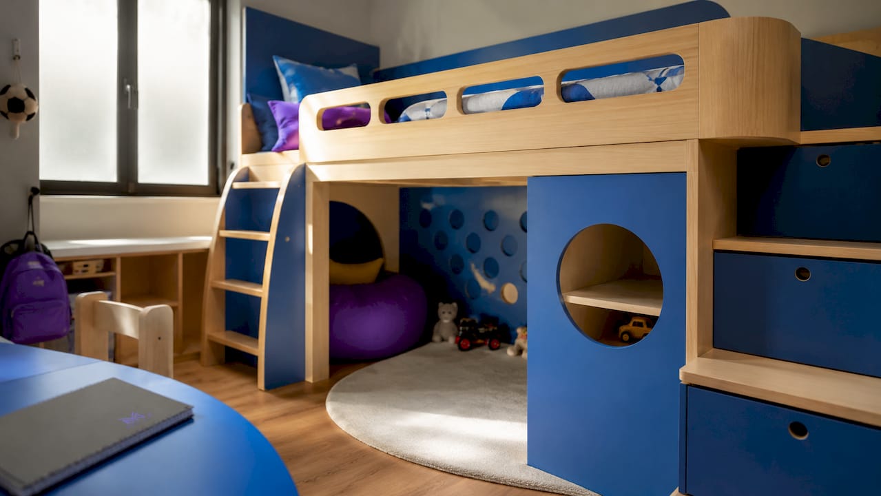 Kids multifunction carpentry furniture in room