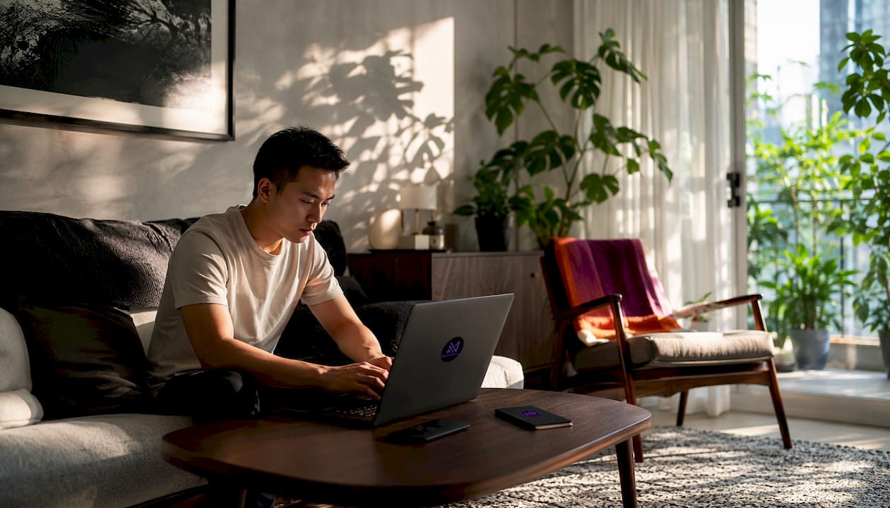 Sunlit Singapore home living room corner