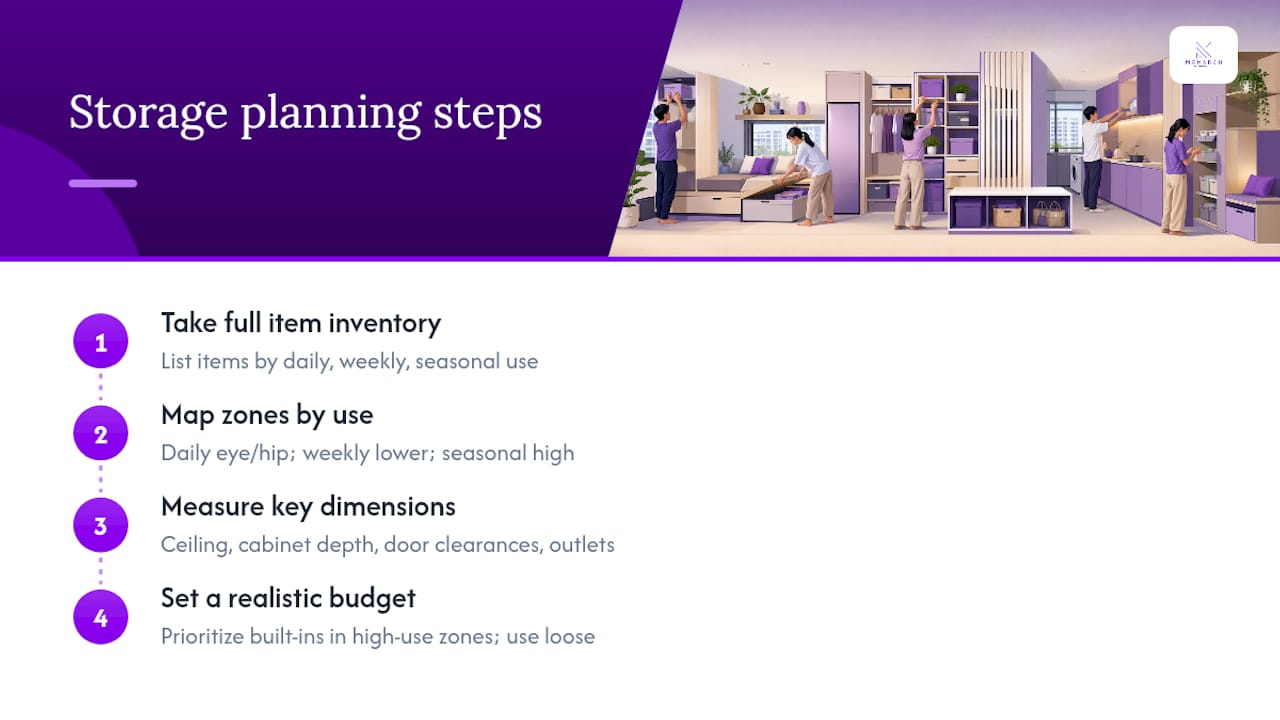 Step-by-step storage planning process infographic