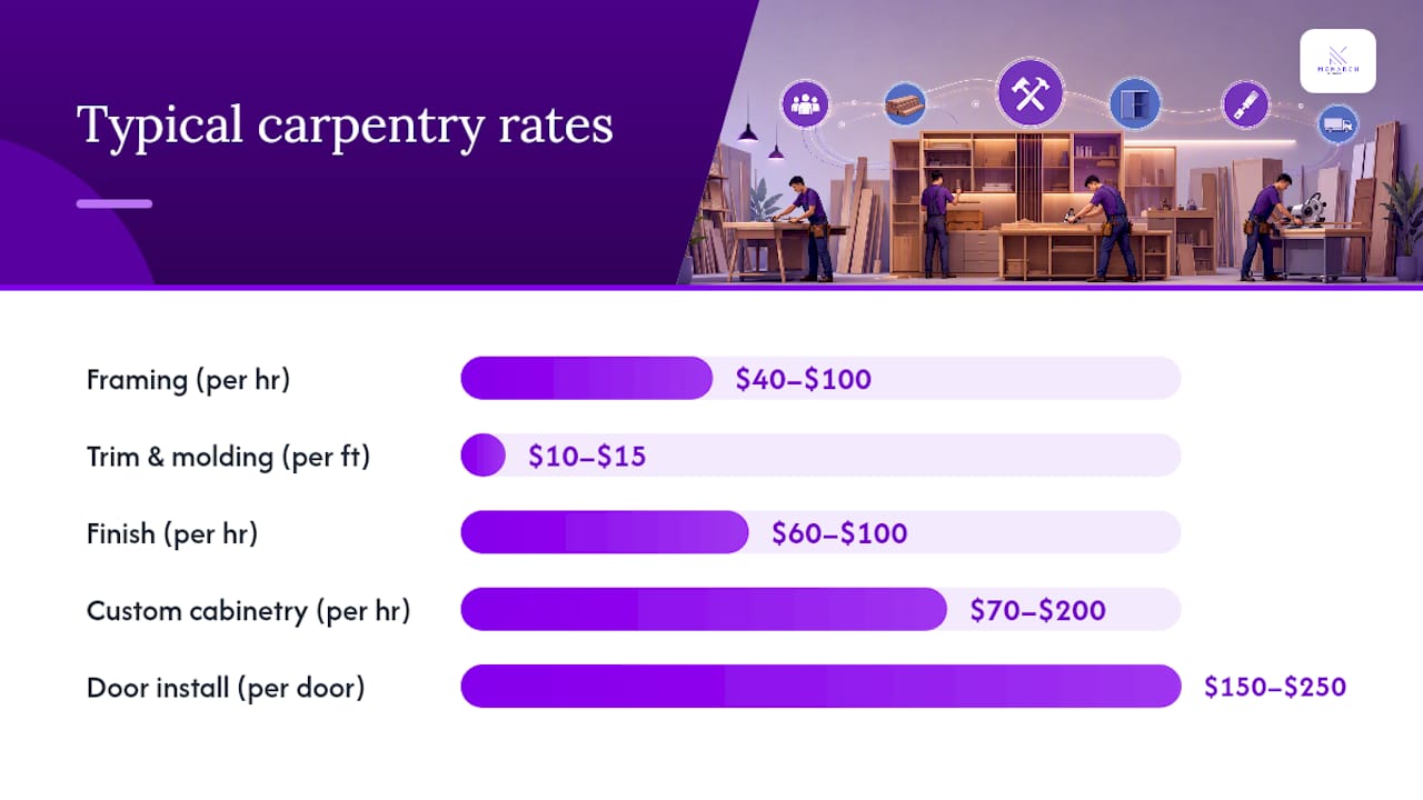 Carpentry specialization rates comparison chart