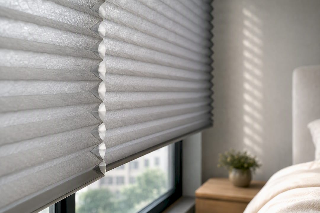 Close-up of cellular honeycomb shade texture
