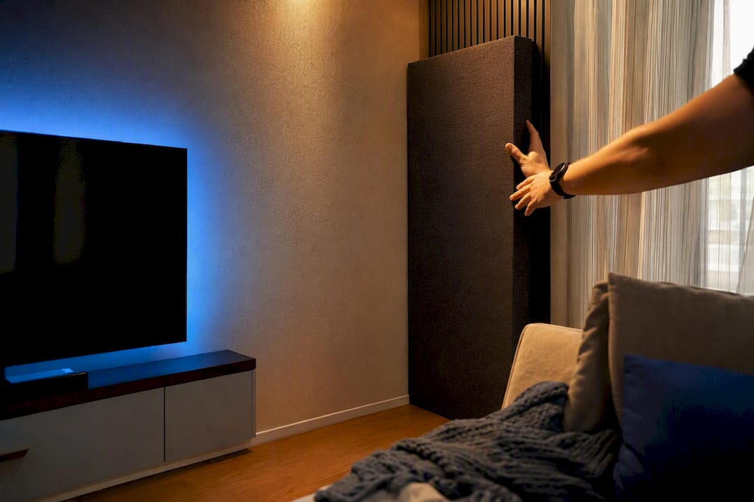 Bass trap panel installed in room corner