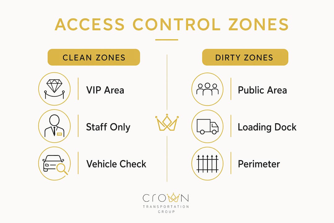 Infographic comparing clean and dirty security zones