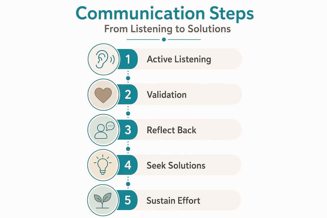 Infographic of couples communication improvement steps
