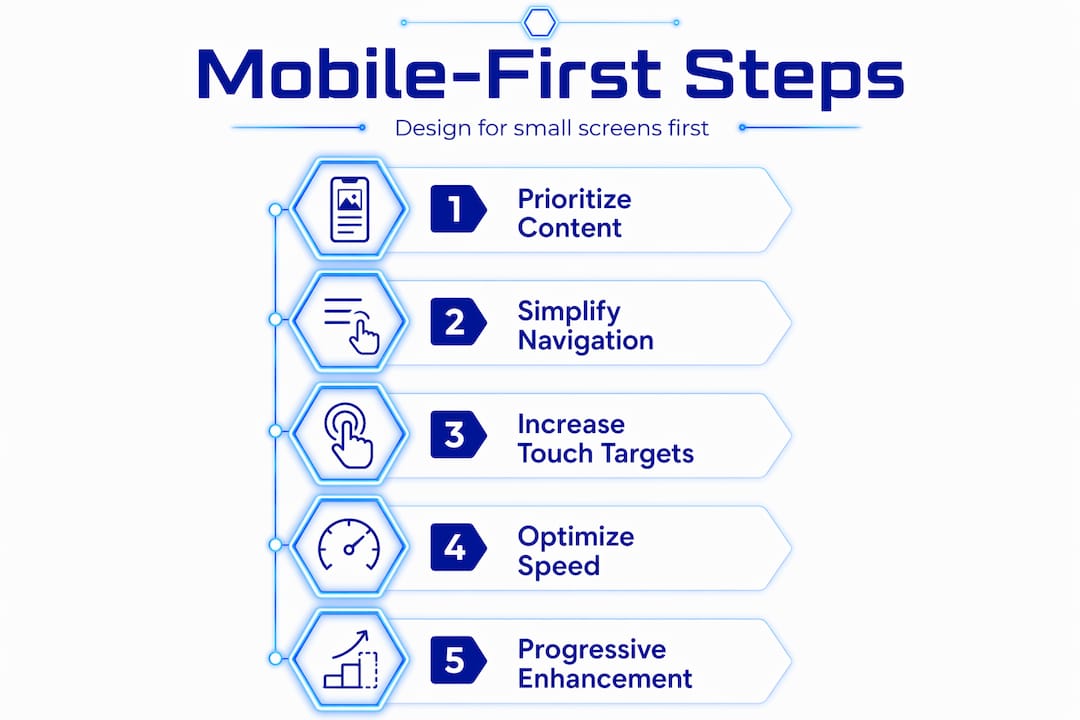 Infographic explaining mobile-first design steps
