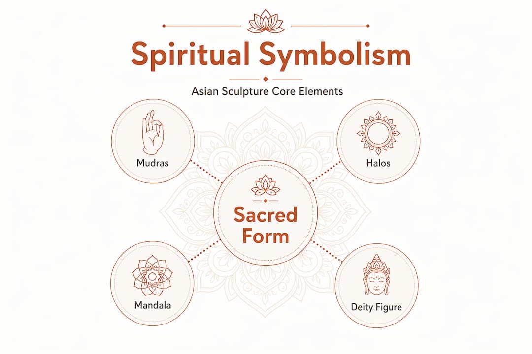 Hierarchy infographic of Asian sculpture symbolism