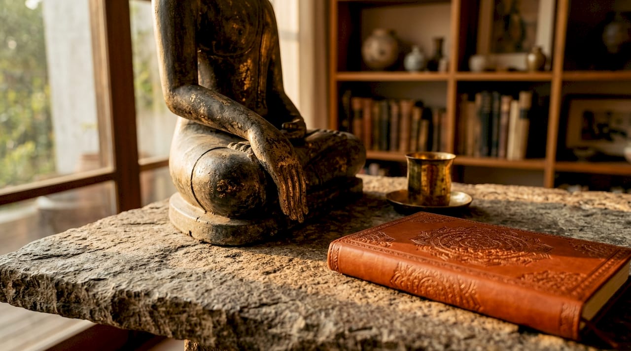 Mano de la estatua de Buda tailandés que muestra un mudra que toca la tierra