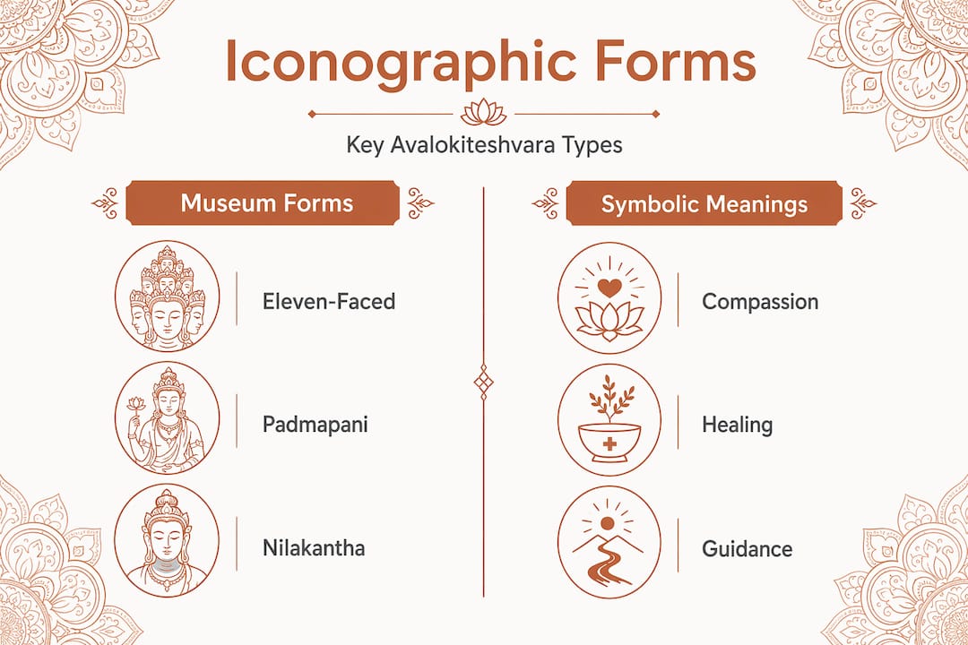 Infographic comparing Avalokiteshvara forms and meanings