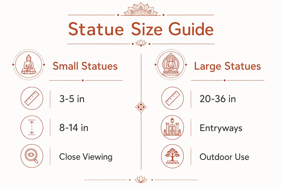 Infographic comparing small and large Buddha statue sizes
