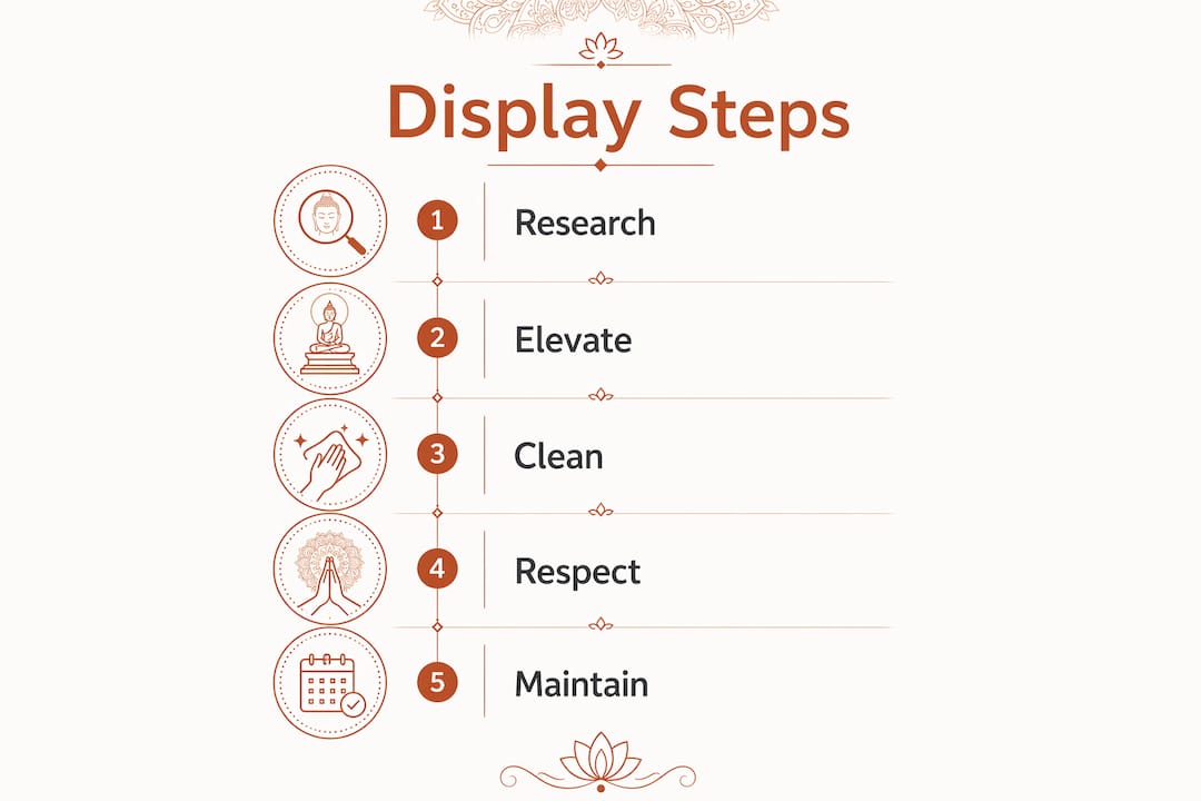 Infographic showing steps to display Buddhist art respectfully