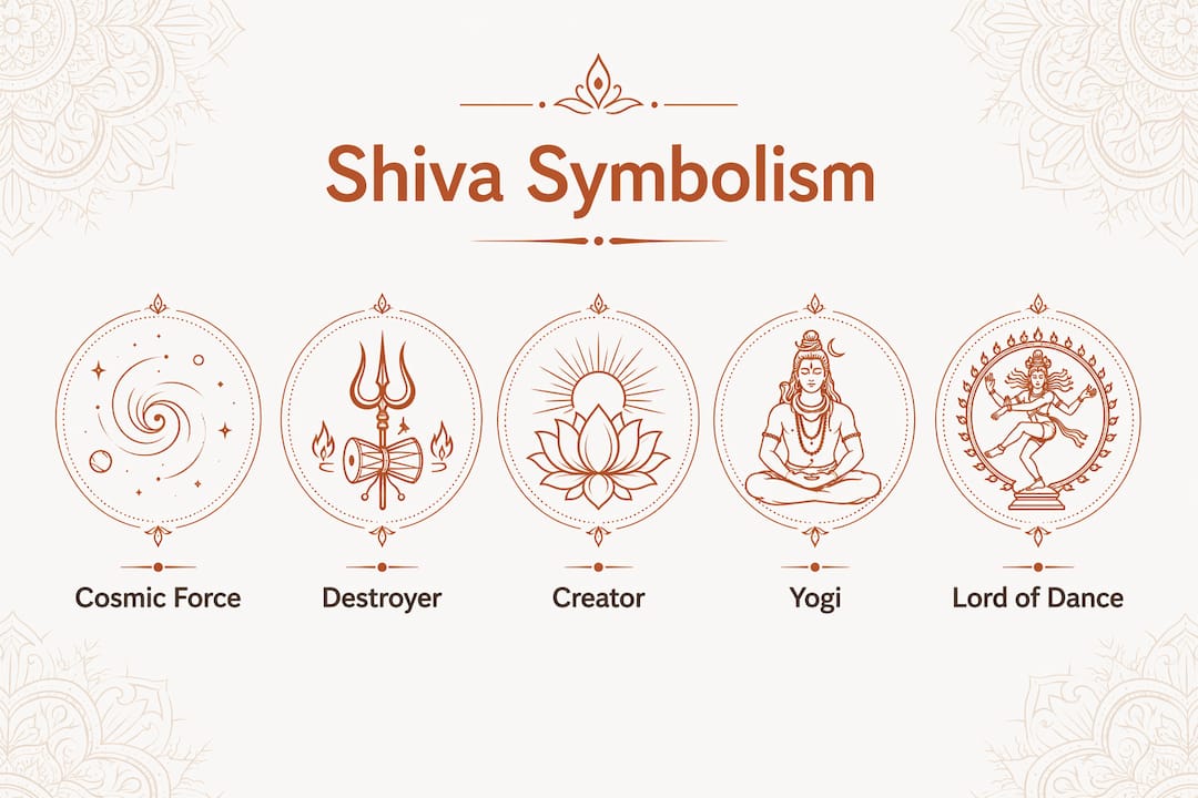 Infographic illustrating core Shiva symbolism