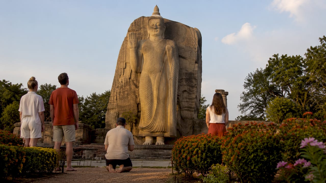 Avukana Buddha granite statue in natural setting