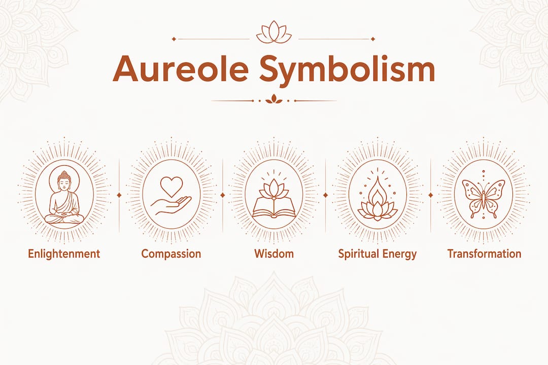 Infographic showing Buddhist aureole symbolism hierarchy