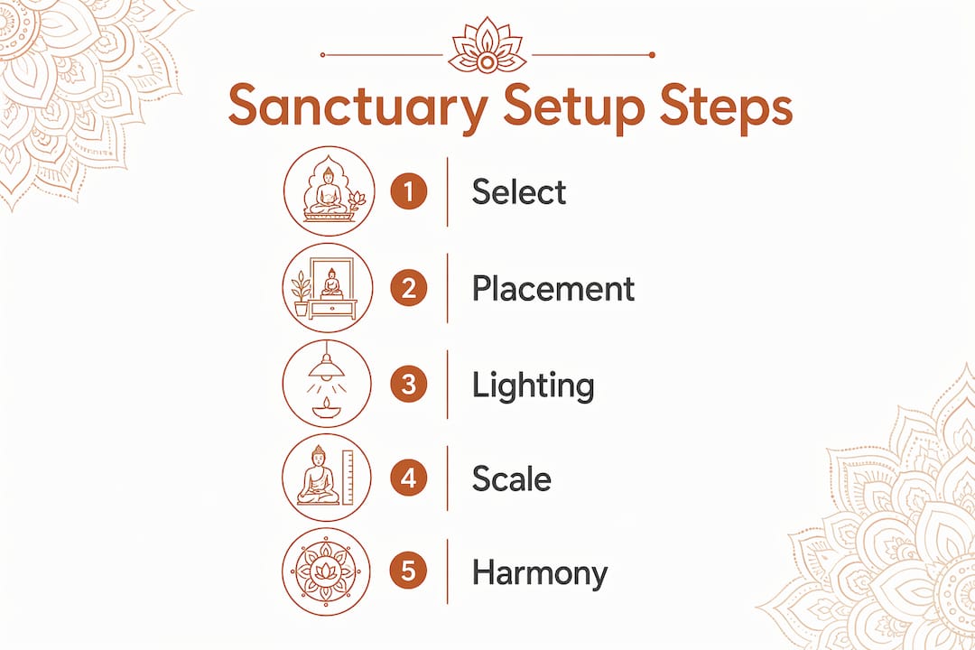 Infographic illustrating five key steps for sculpture sanctuary setup