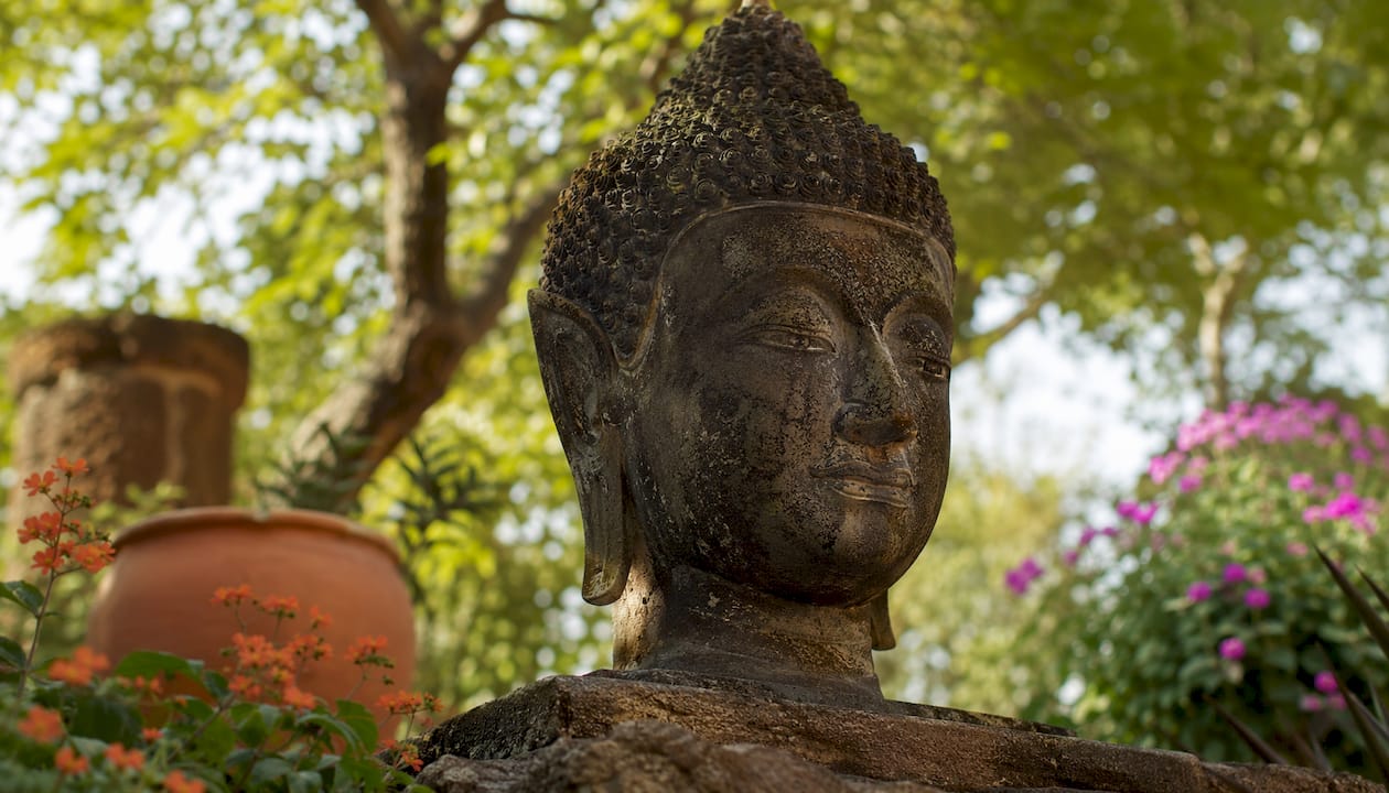 Close-up of Ayutthaya Buddha statue hairline