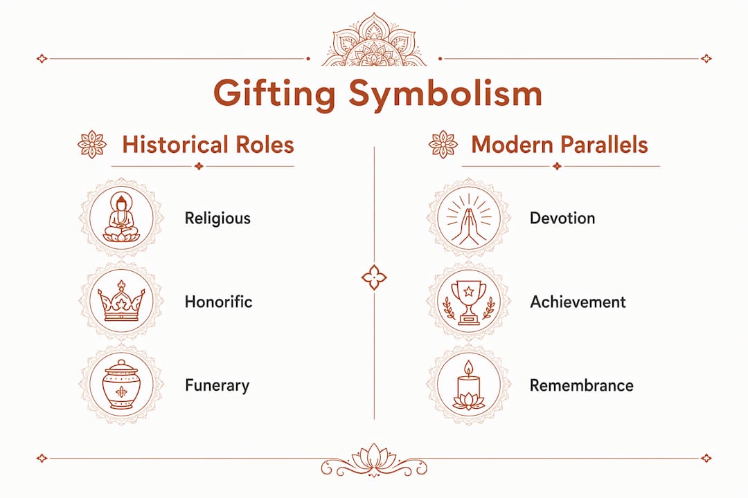 Infographic showing antique statue gifting symbolism categories
