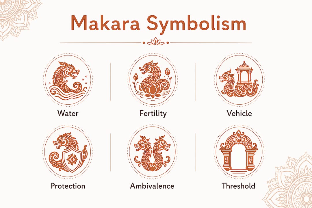 Infographic illustrating key makara symbolism concepts
