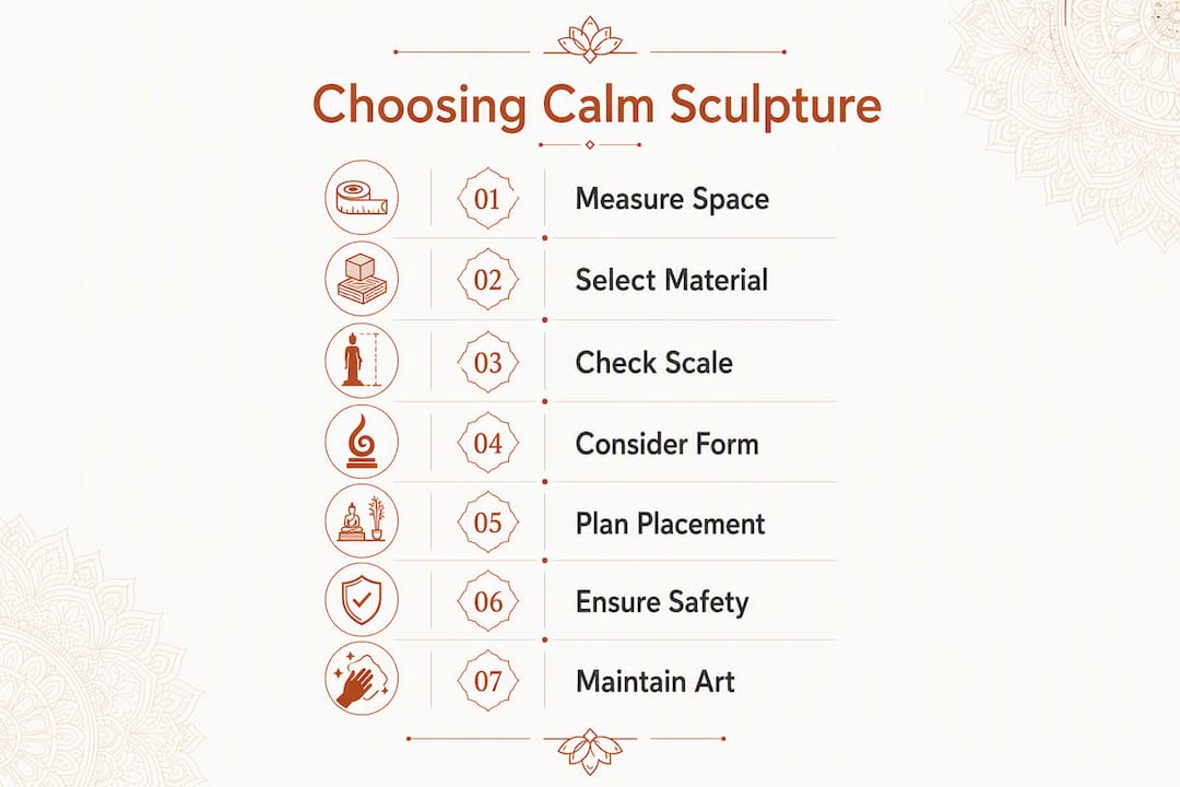 Infographic outlining calm sculpture selection steps