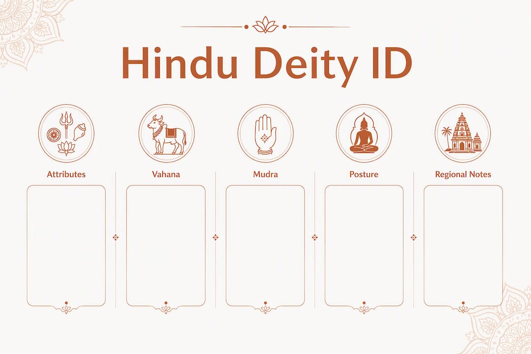 Infographic displaying key Hindu deity identification cues
