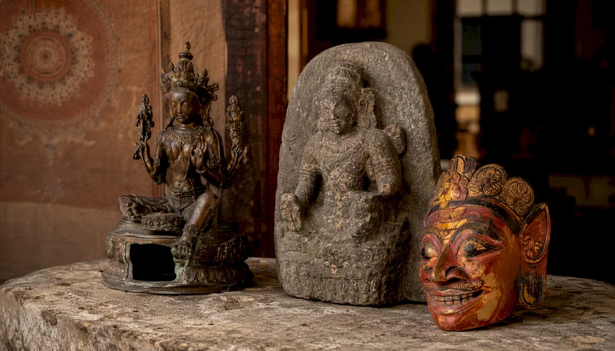 Close-up of Indonesian temple sculpture materials