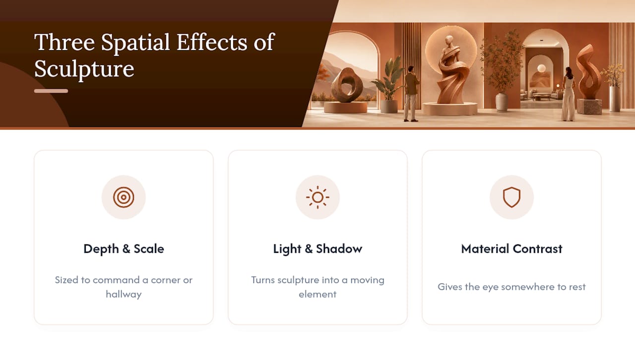 Diagram of three spatial effects of sculpture