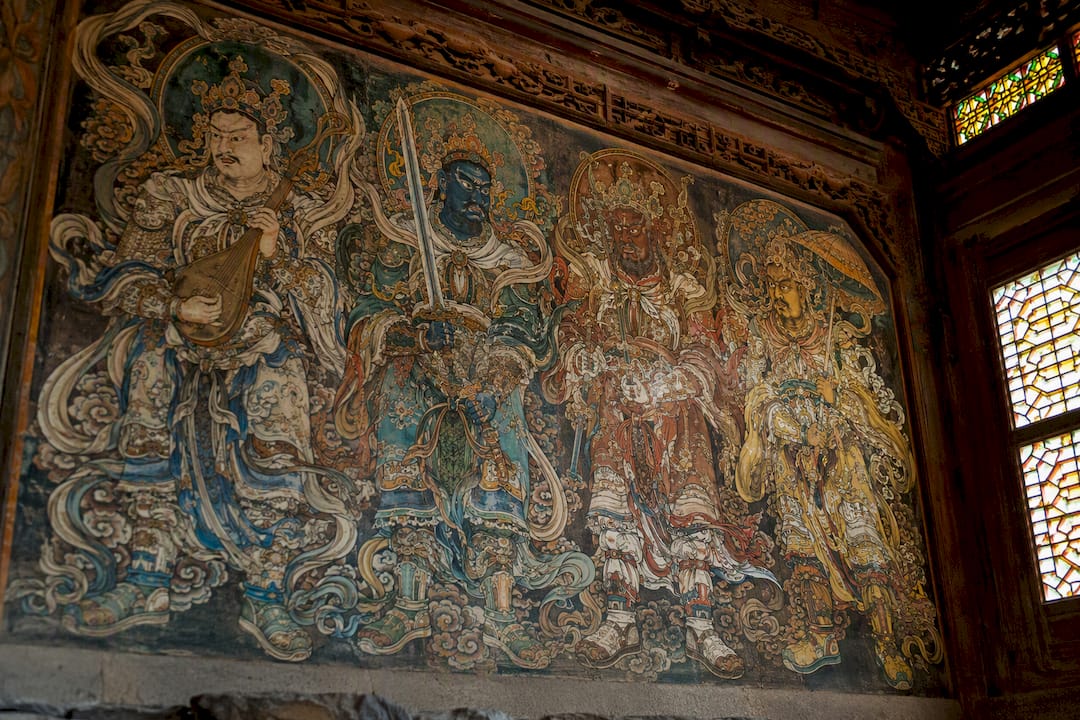 East Asian temple mural of Four Heavenly Kings