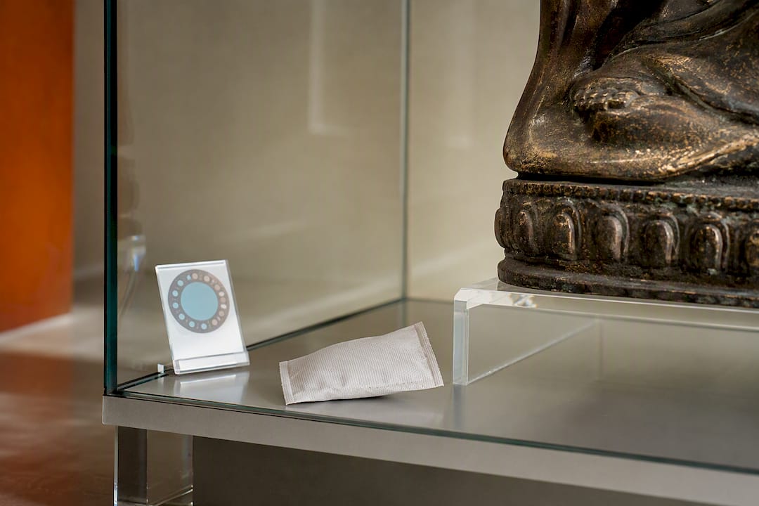 Bronze object in monitored display case