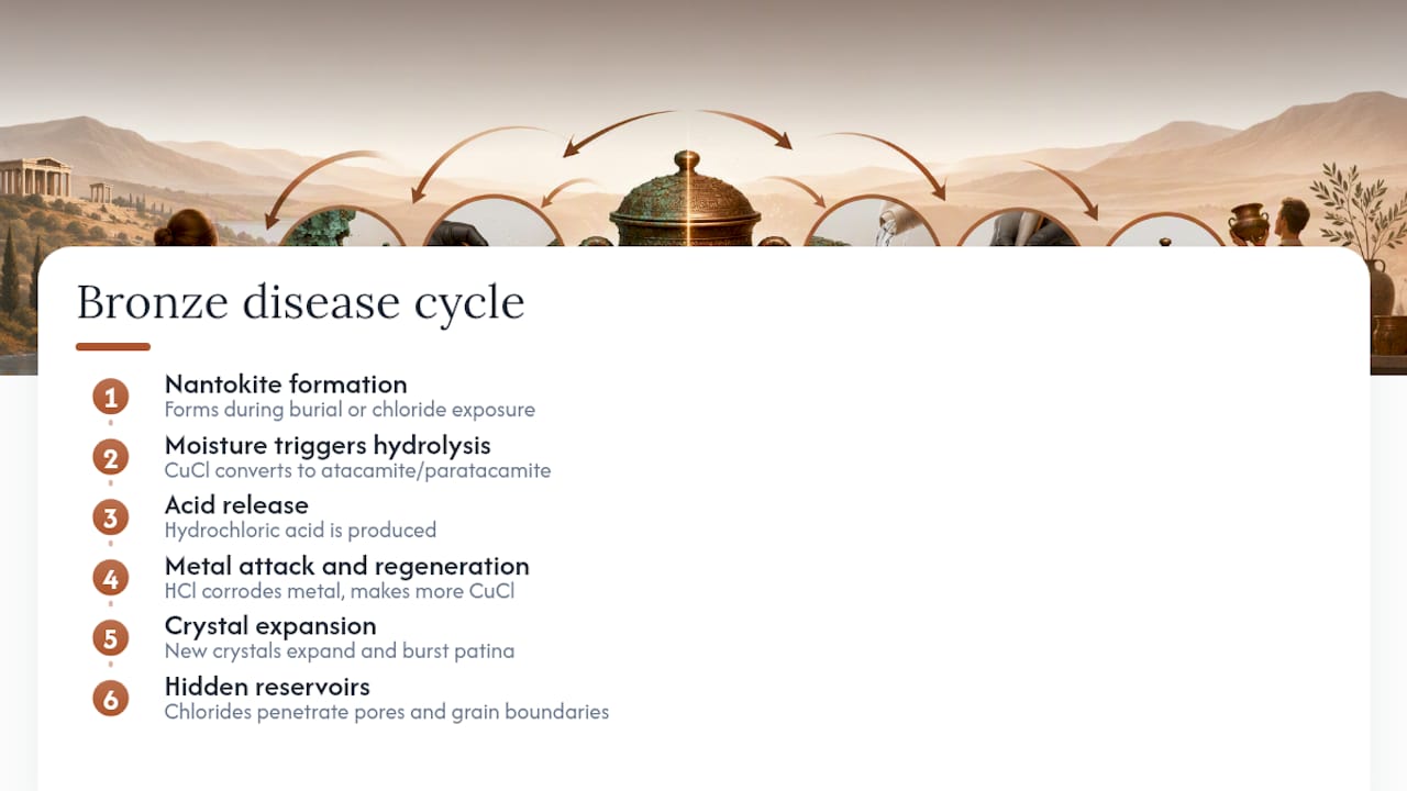 Bronze disease corrosion cycle diagram