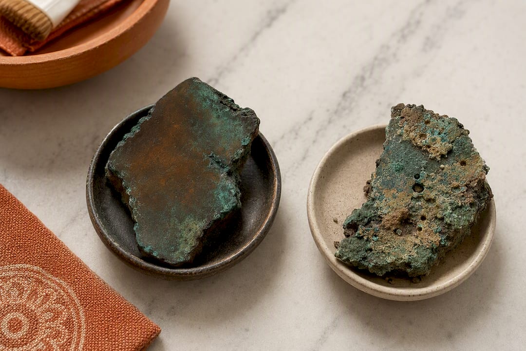 Stable and active bronze patina textures